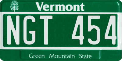 VT license plate NGT454