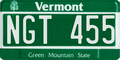 VT license plate NGT455