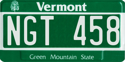 VT license plate NGT458
