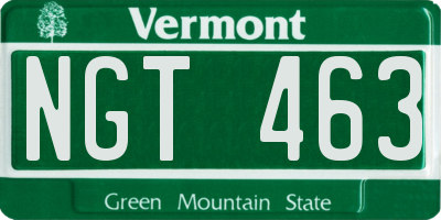 VT license plate NGT463