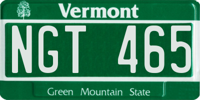VT license plate NGT465