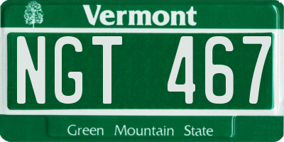 VT license plate NGT467