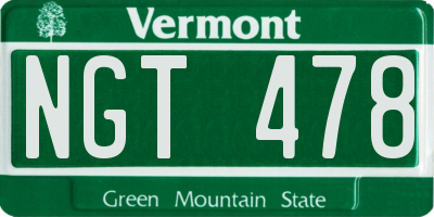 VT license plate NGT478