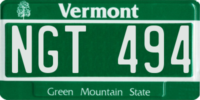 VT license plate NGT494