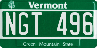 VT license plate NGT496