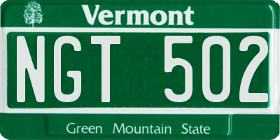 VT license plate NGT502