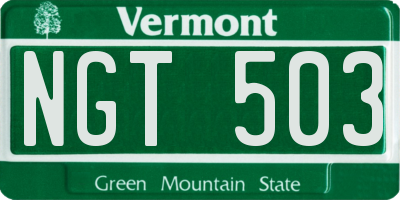 VT license plate NGT503