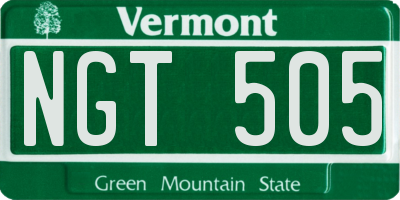 VT license plate NGT505