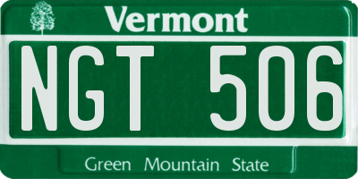 VT license plate NGT506