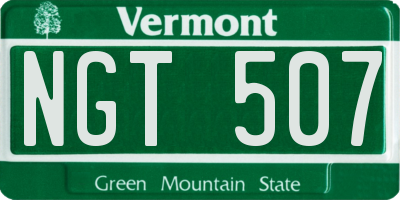 VT license plate NGT507