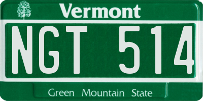 VT license plate NGT514