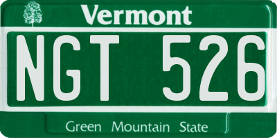 VT license plate NGT526