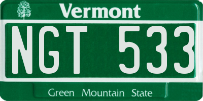 VT license plate NGT533