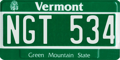 VT license plate NGT534