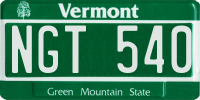 VT license plate NGT540