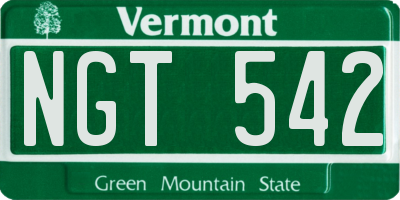 VT license plate NGT542