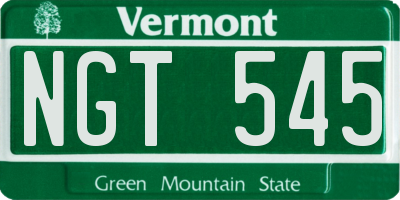 VT license plate NGT545
