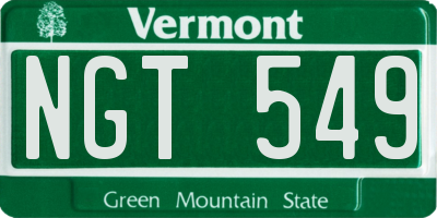 VT license plate NGT549