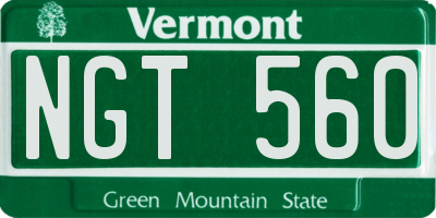 VT license plate NGT560