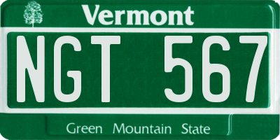 VT license plate NGT567