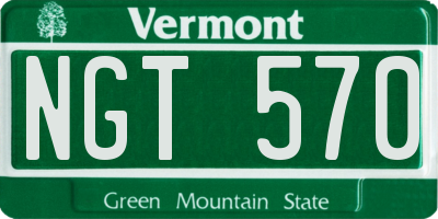 VT license plate NGT570