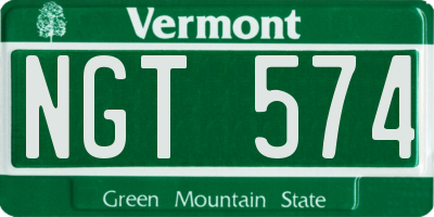 VT license plate NGT574