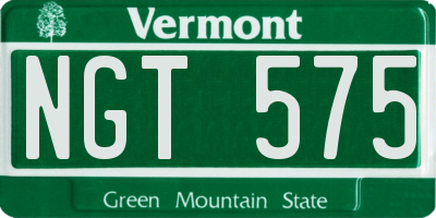 VT license plate NGT575