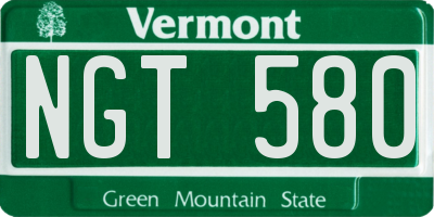 VT license plate NGT580