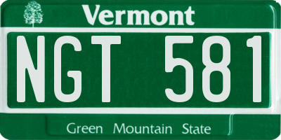 VT license plate NGT581