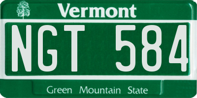 VT license plate NGT584