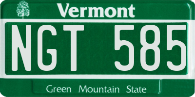 VT license plate NGT585