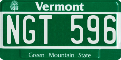 VT license plate NGT596