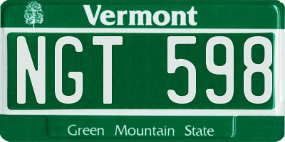VT license plate NGT598