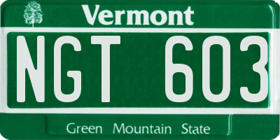 VT license plate NGT603