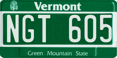 VT license plate NGT605