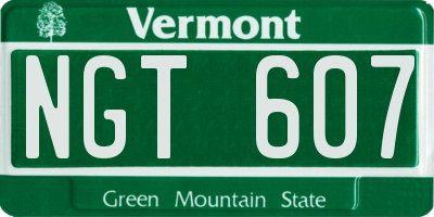 VT license plate NGT607