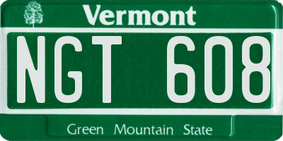 VT license plate NGT608
