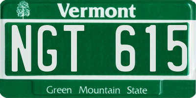 VT license plate NGT615