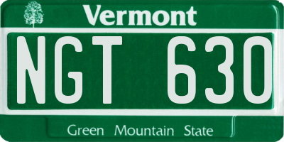 VT license plate NGT630