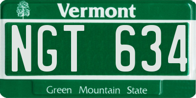VT license plate NGT634