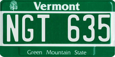 VT license plate NGT635
