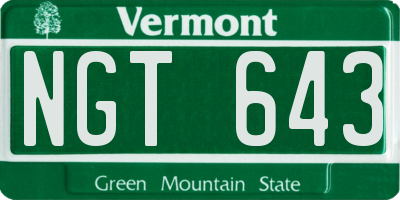 VT license plate NGT643