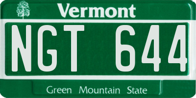 VT license plate NGT644