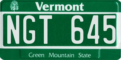 VT license plate NGT645
