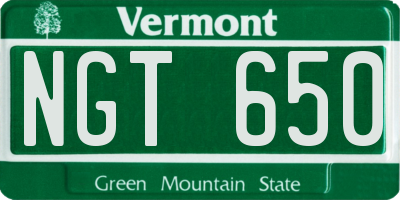 VT license plate NGT650