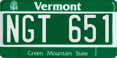 VT license plate NGT651
