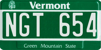 VT license plate NGT654