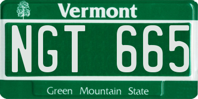 VT license plate NGT665