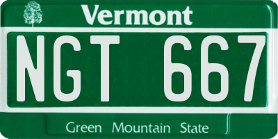 VT license plate NGT667