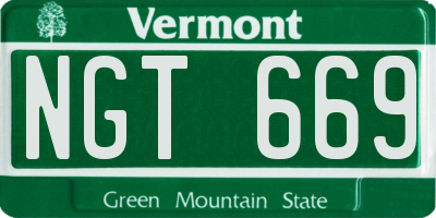 VT license plate NGT669